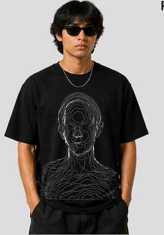 Abstract Face Graphic Printed T-Shirt