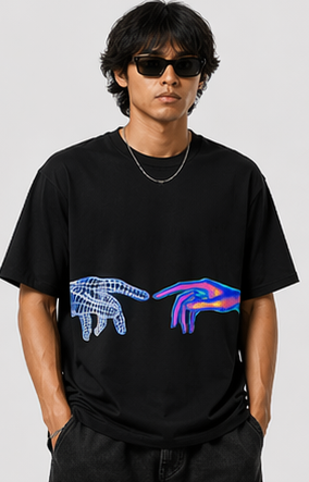 Cyber Creation Graphic T-Shirt - Black