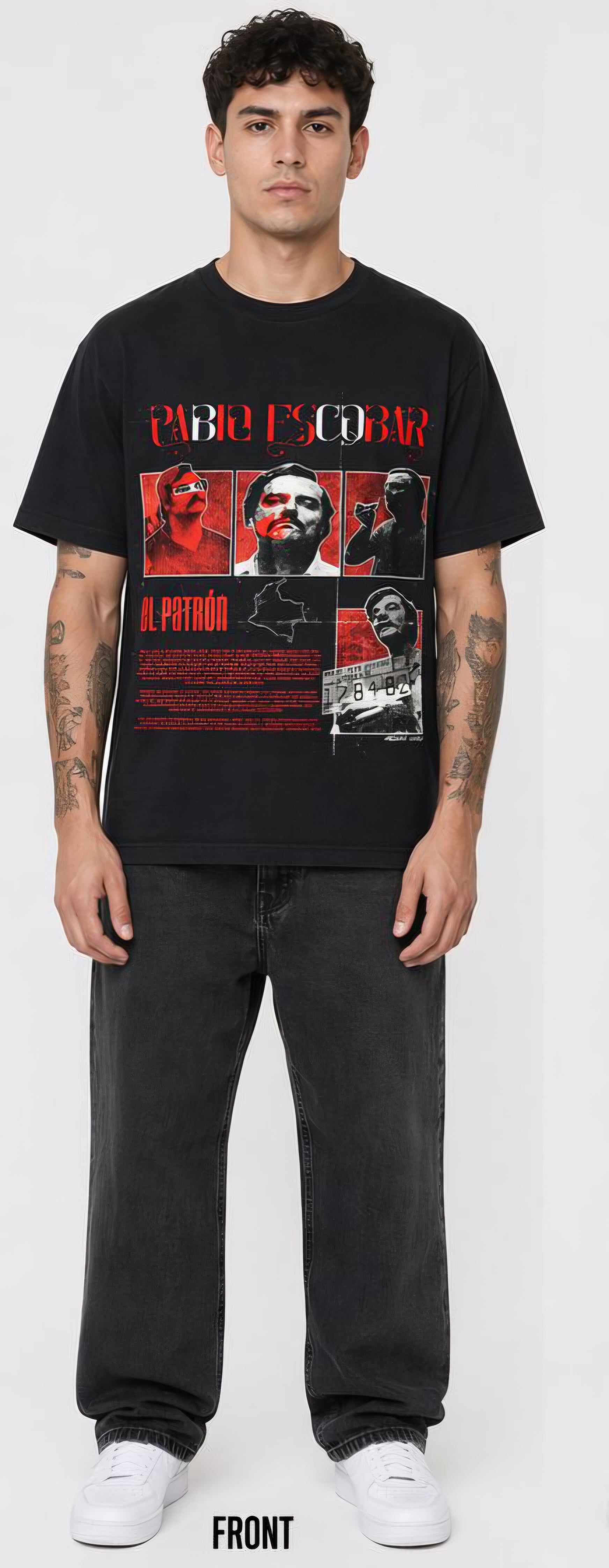 Men's Oversized Pablo Escobar Graphic T-Shirt | Vintage Black Streetwear Cotton Printed Tee | Relaxed Fit