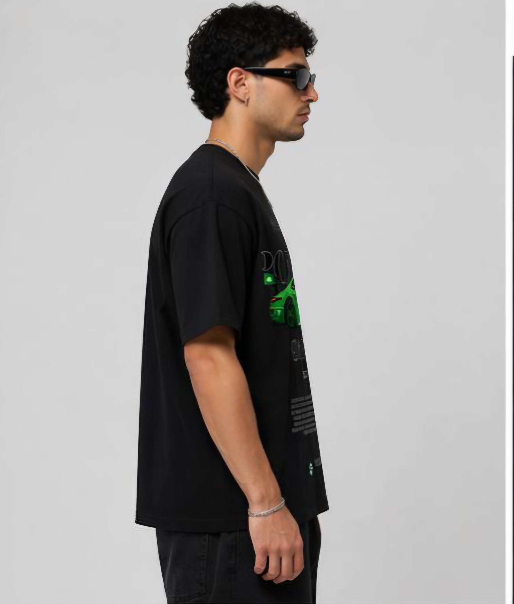 Men's Porsche 911 RSR Green Racing Car Oversized Black Graphic Printed T-Shirt | Premium Cotton Blend Crew Neck Streetwear Tee