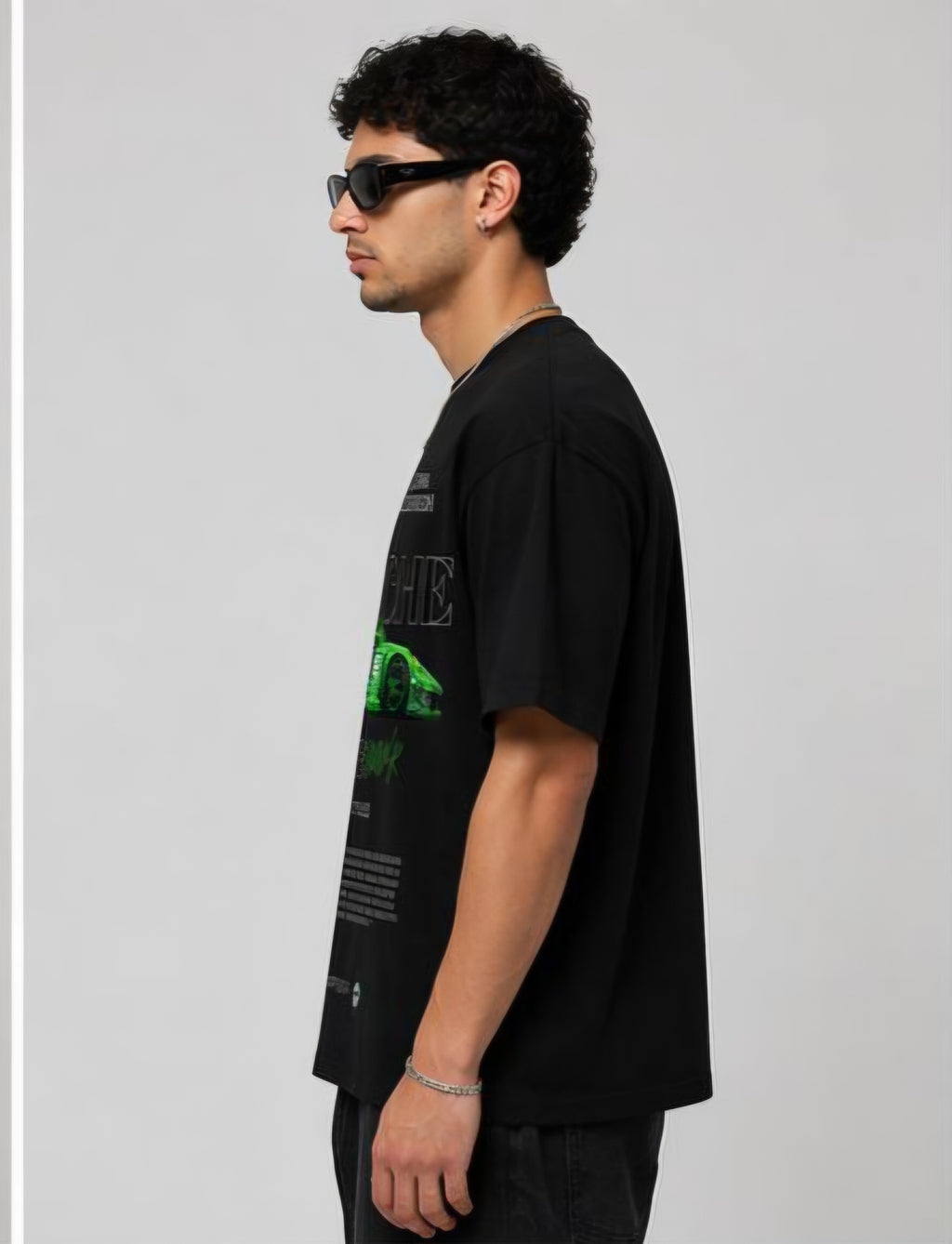 Men's Porsche 911 RSR Green Racing Car Oversized Black Graphic Printed T-Shirt | Premium Cotton Blend Crew Neck Streetwear Tee