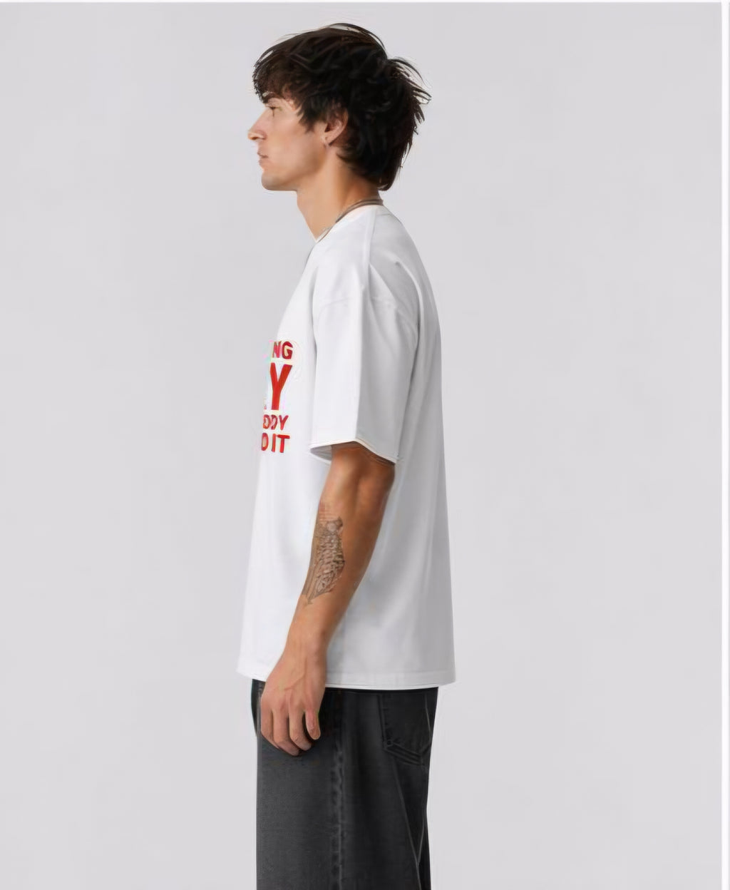 Oversized White Graphic T-Shirt for Men | Funny Quote Printed Cotton Tee | Trendy Streetwear Relaxed Fit T-Shirt