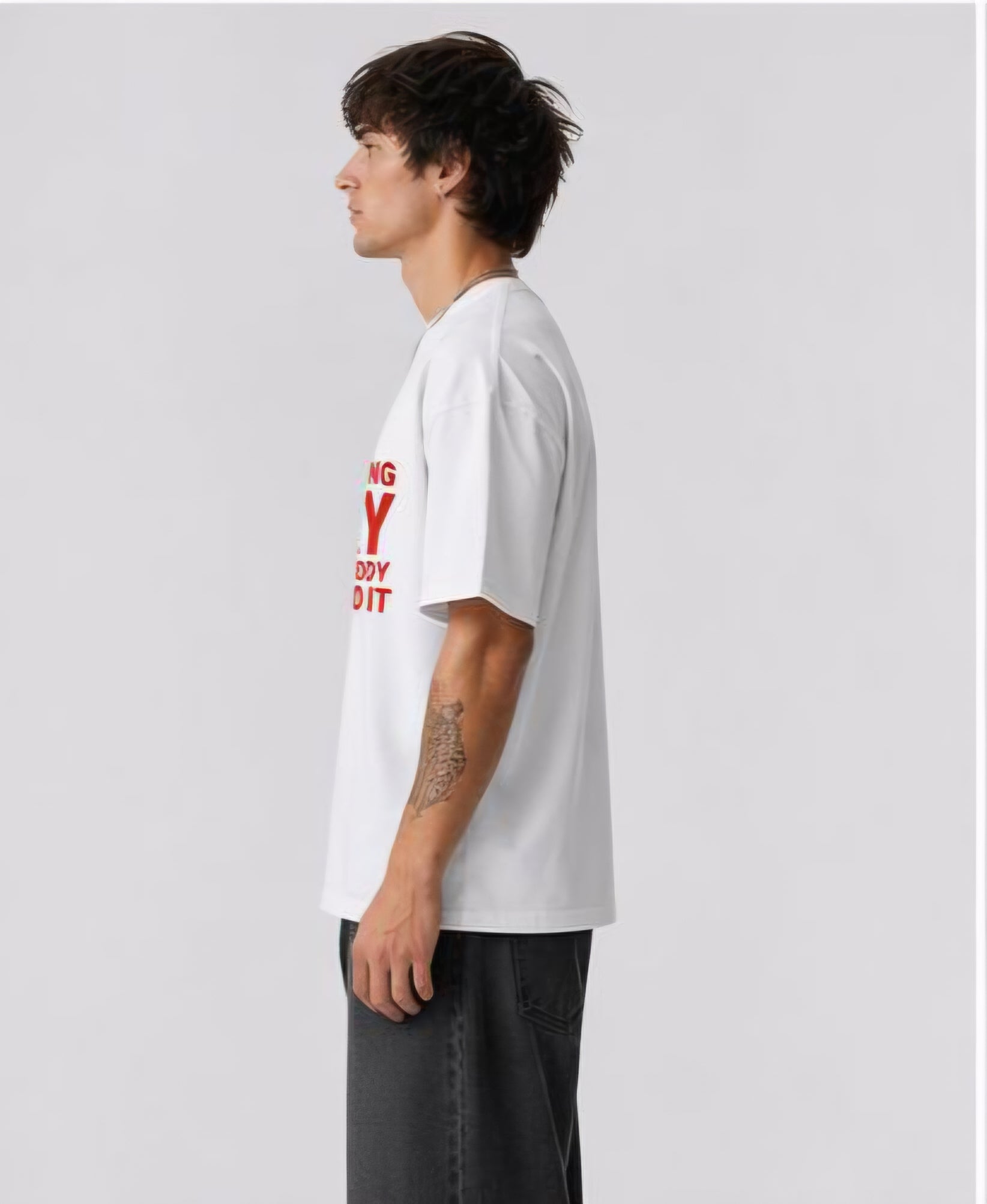 Oversized White Graphic T-Shirt for Men | Funny Quote Printed Cotton Tee | Trendy Streetwear Relaxed Fit T-Shirt
