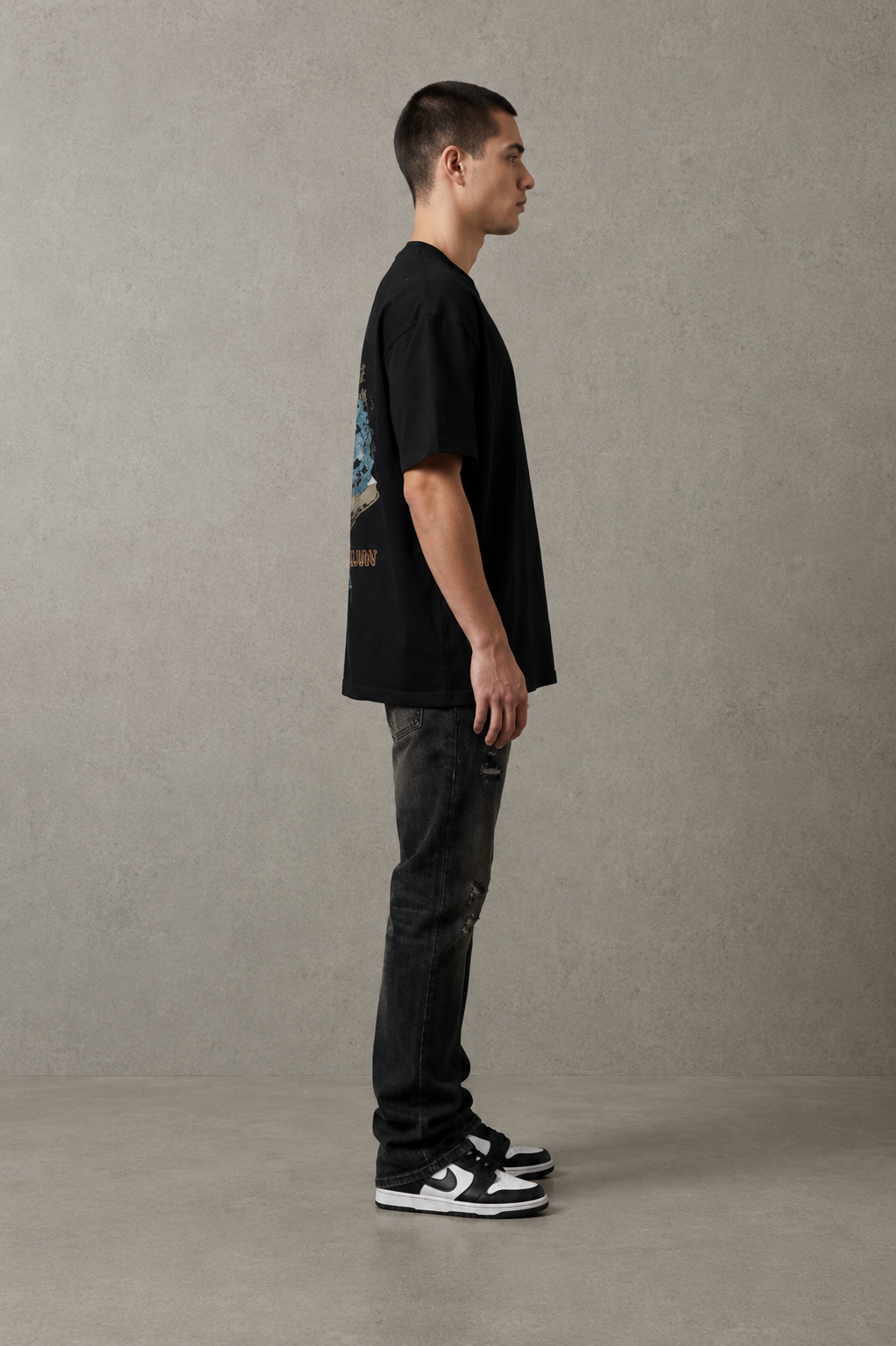 Vintage Skeleton Cat Back Print | Streetwear Cotton Tee | Rabbit Holes Graphic Tee