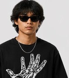Cyber Chrome Hand Graphic Oversized T-Shirt for Men